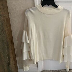 Jealous Tomato Ruffled Sleeve Mock neck sweater SZ M